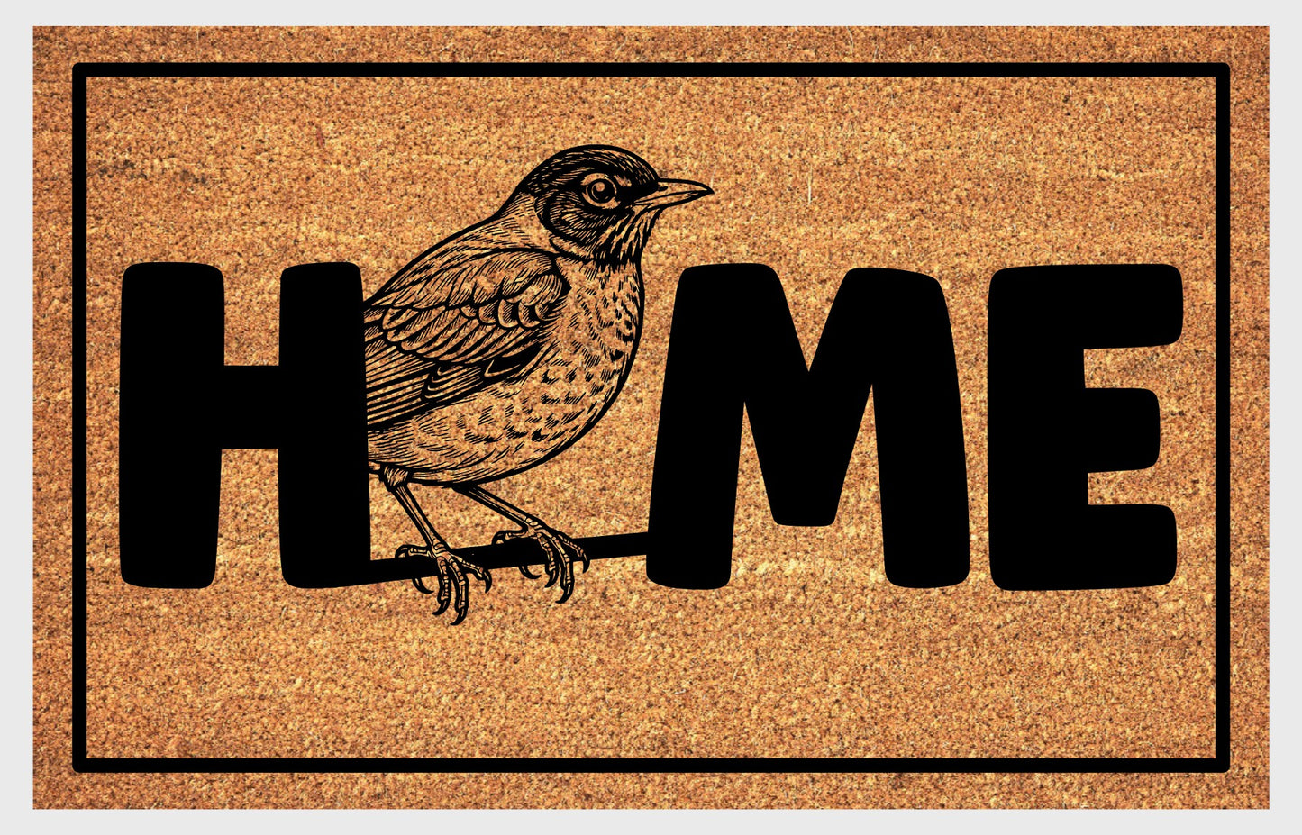 American Robin welcome mat flat lay – durable coir fiber with non-slip backing