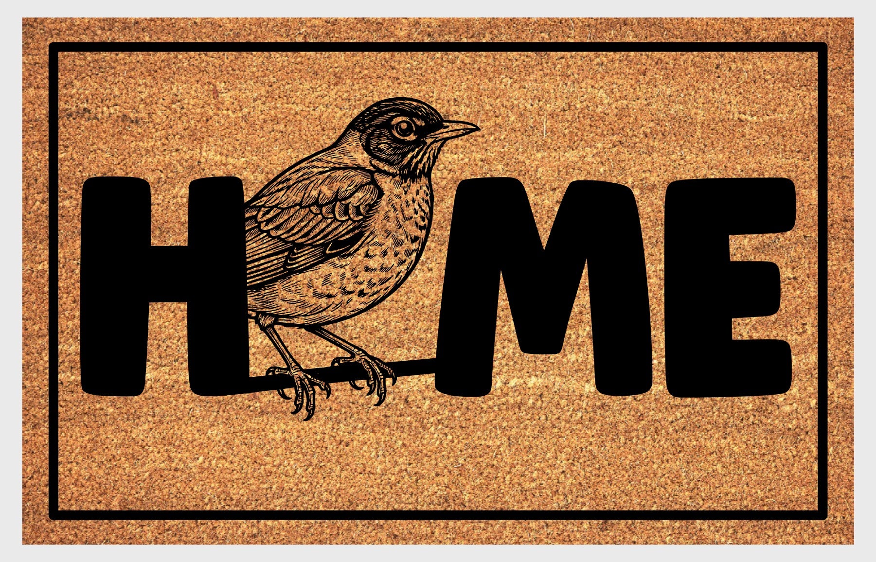 American Robin welcome mat flat lay – durable coir fiber with non-slip backing