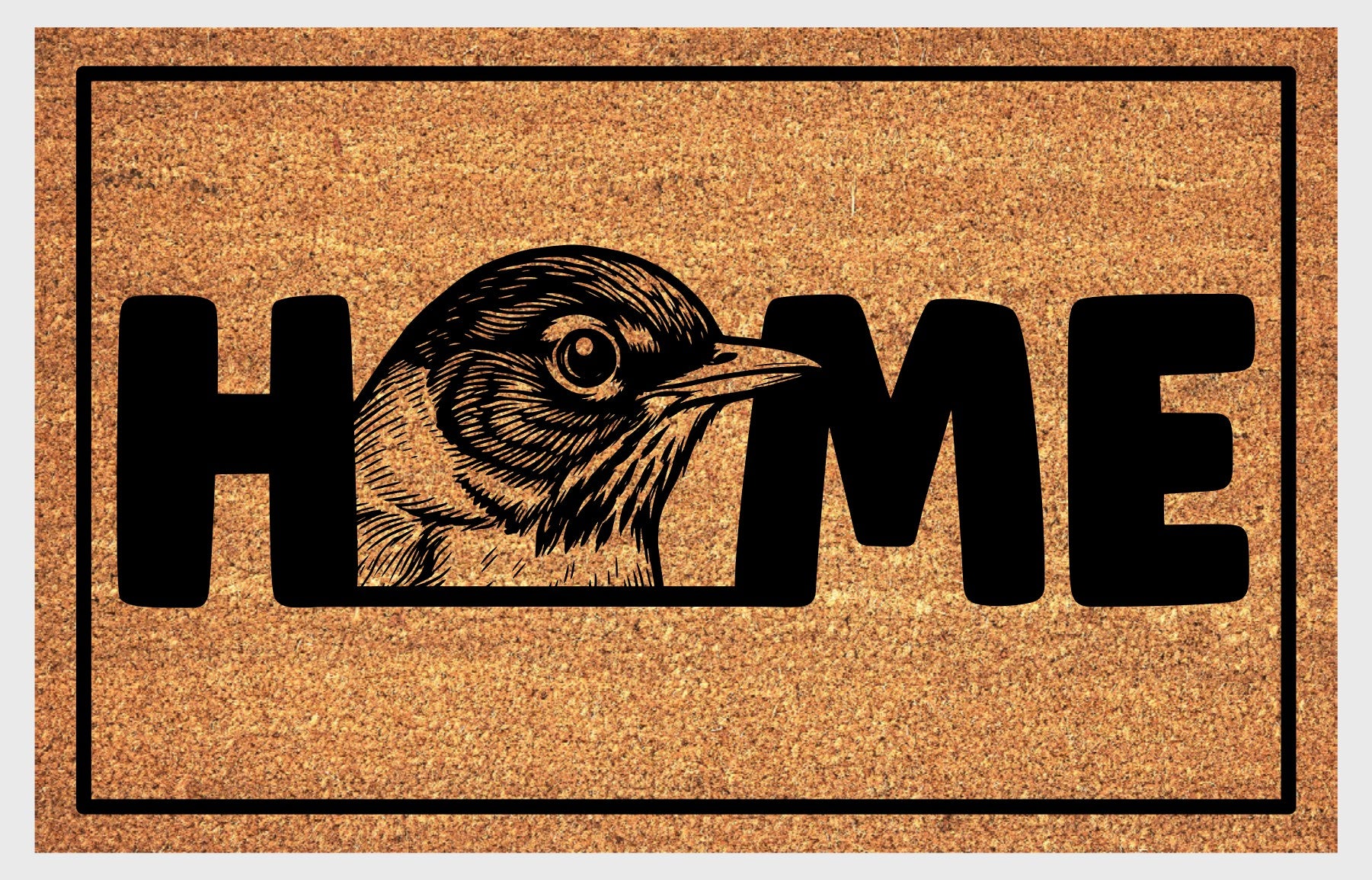 American Robin welcome mat #2 flat lay – durable coir fiber with non-slip backing