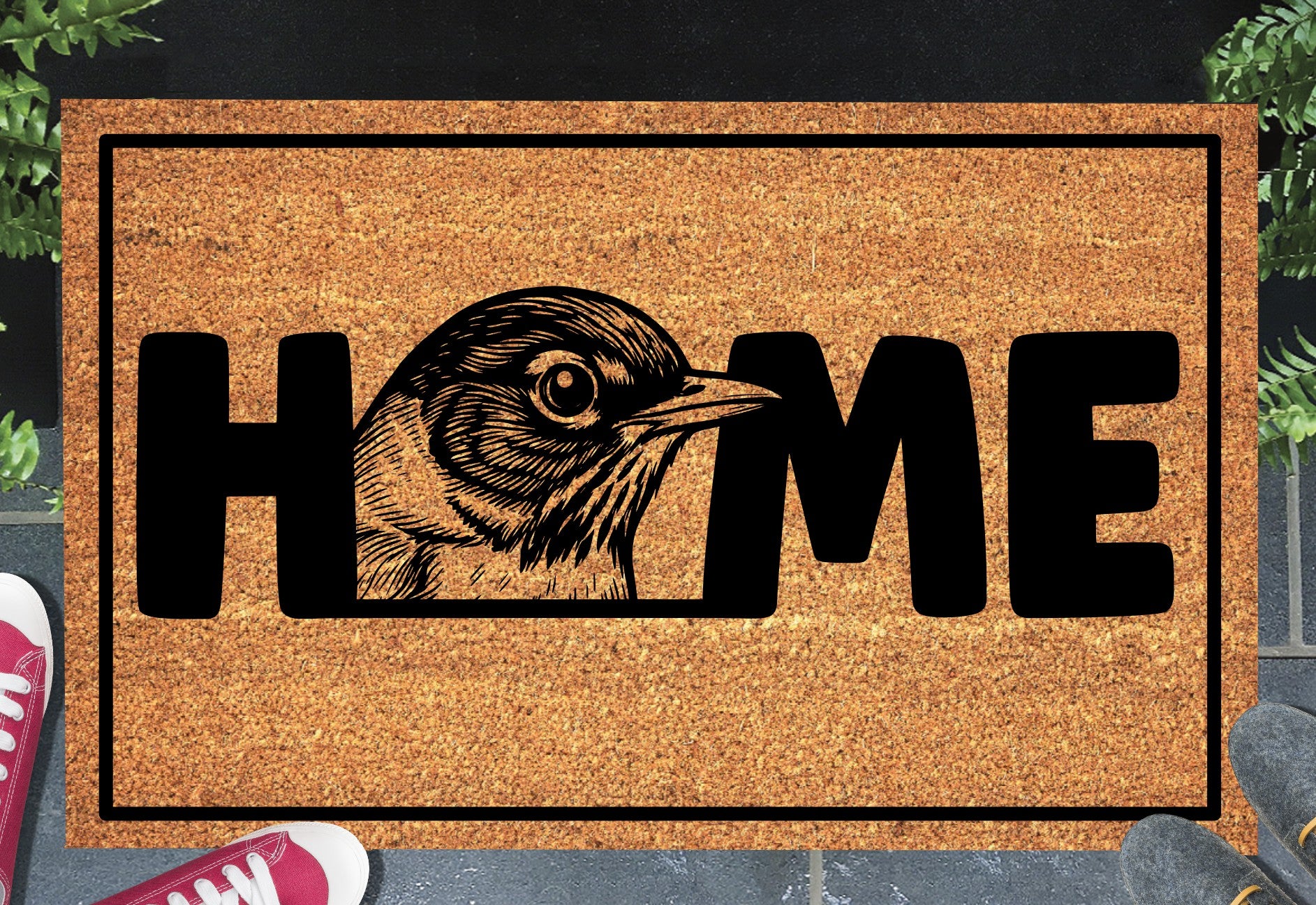 American Robin doormat #2 in entryway – natural coir robin welcome mat