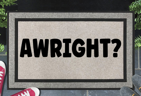 Awright Doormat  — All weather British welcome mat, 18x30", UV-resistant woven polyester