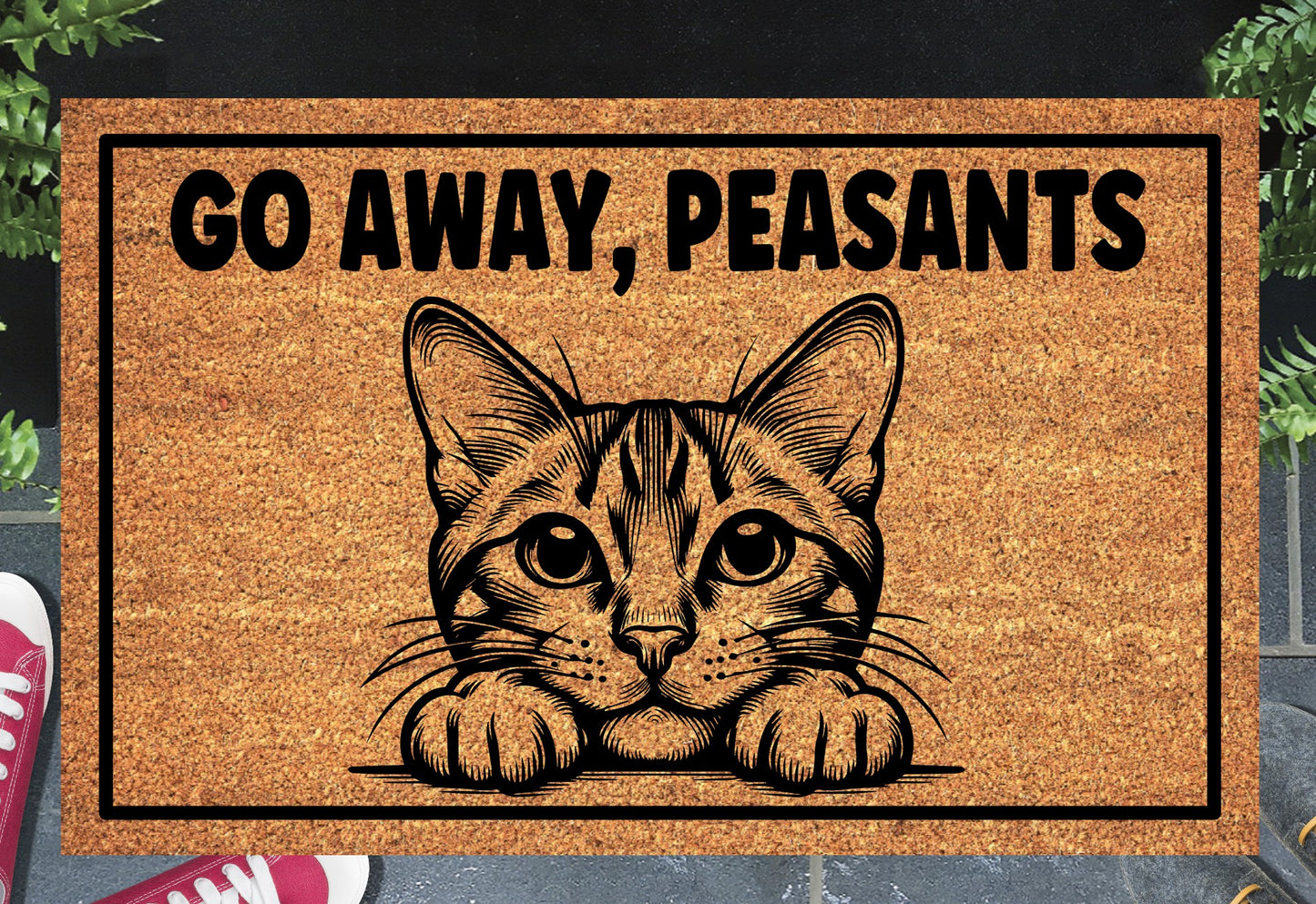 Bengal Cat doormat at front door - funny cat welcome mat