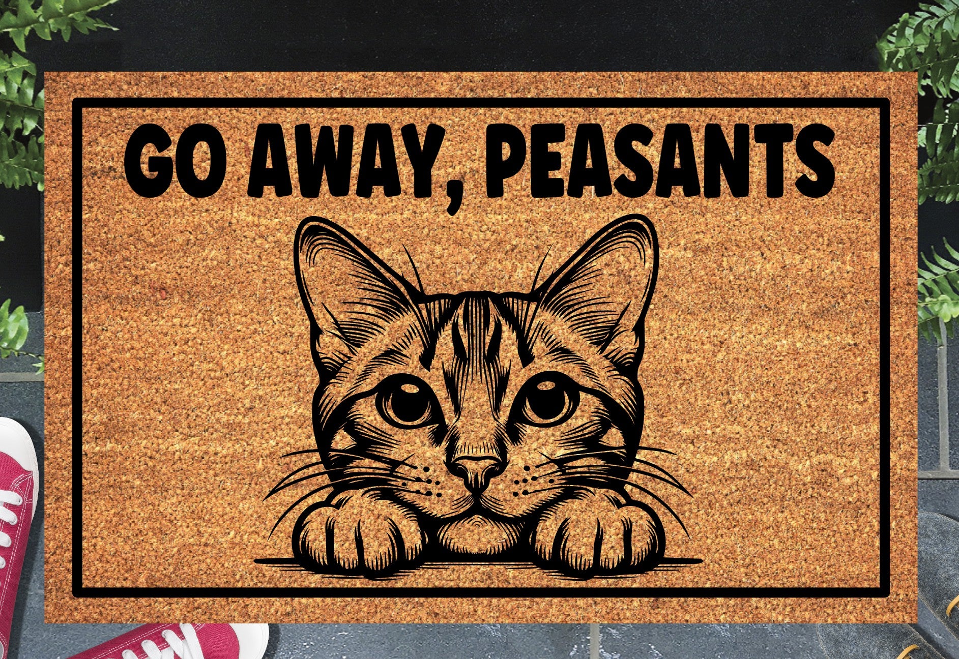 Bengal Cat doormat at front door - funny cat welcome mat