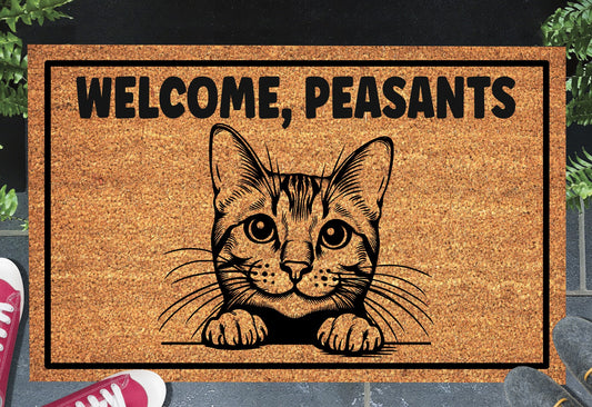 Bengal Cat Welcome Peasants Doormat #1 - welcome mat with non-slip backing