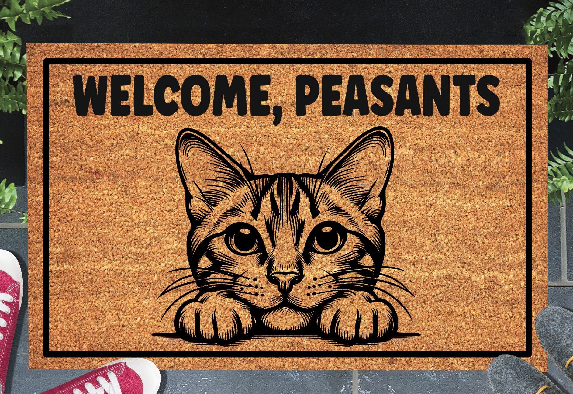 Bengal Cat Welcome Peasants Doormat #2 - welcome mat with non-slip backing
