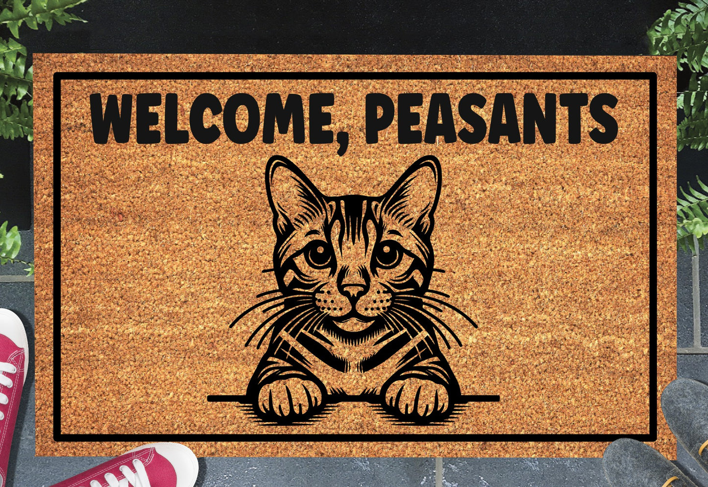 Bengal Cat Welcome Peasants Doormat #3 - welcome mat with non-slip backing
