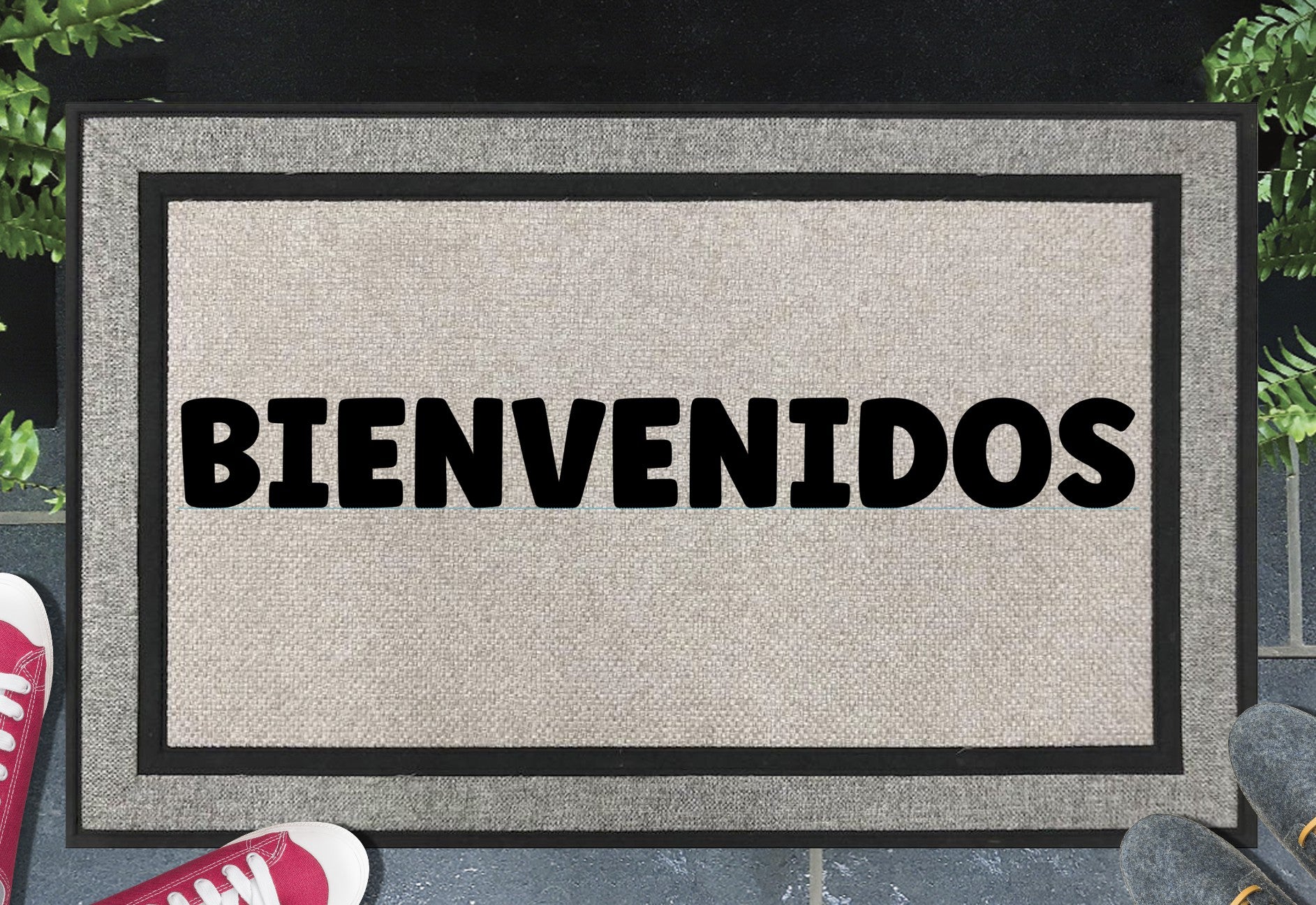 Bienvenidos all weather doormat #1 with Spanish welcome greeting