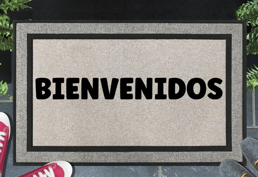 Bienvenidos all weather doormat #1 with Spanish welcome greeting