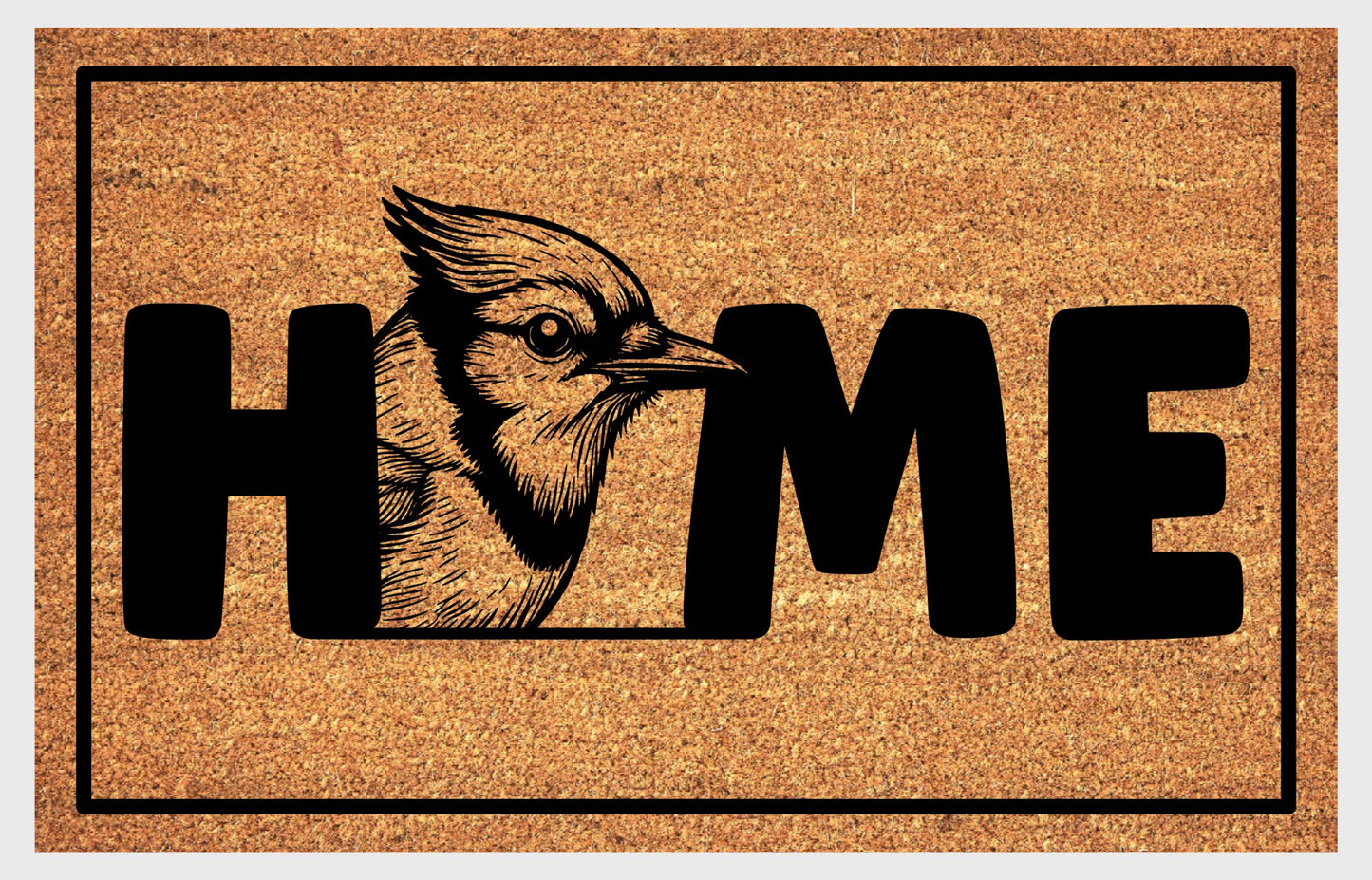 Blue Jay welcome mat #2 flat lay – durable coir fiber with non-slip backing