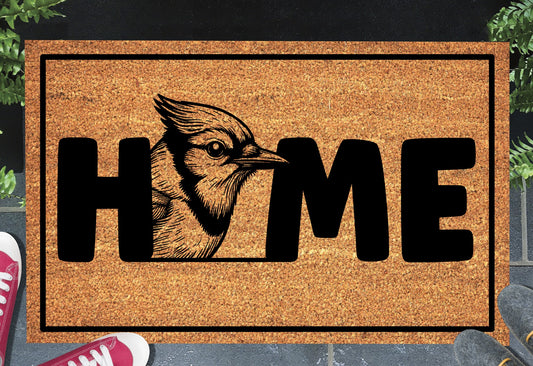 Blue Jay HOME doormat #2 in entryway – natural coir jaybird welcome mat