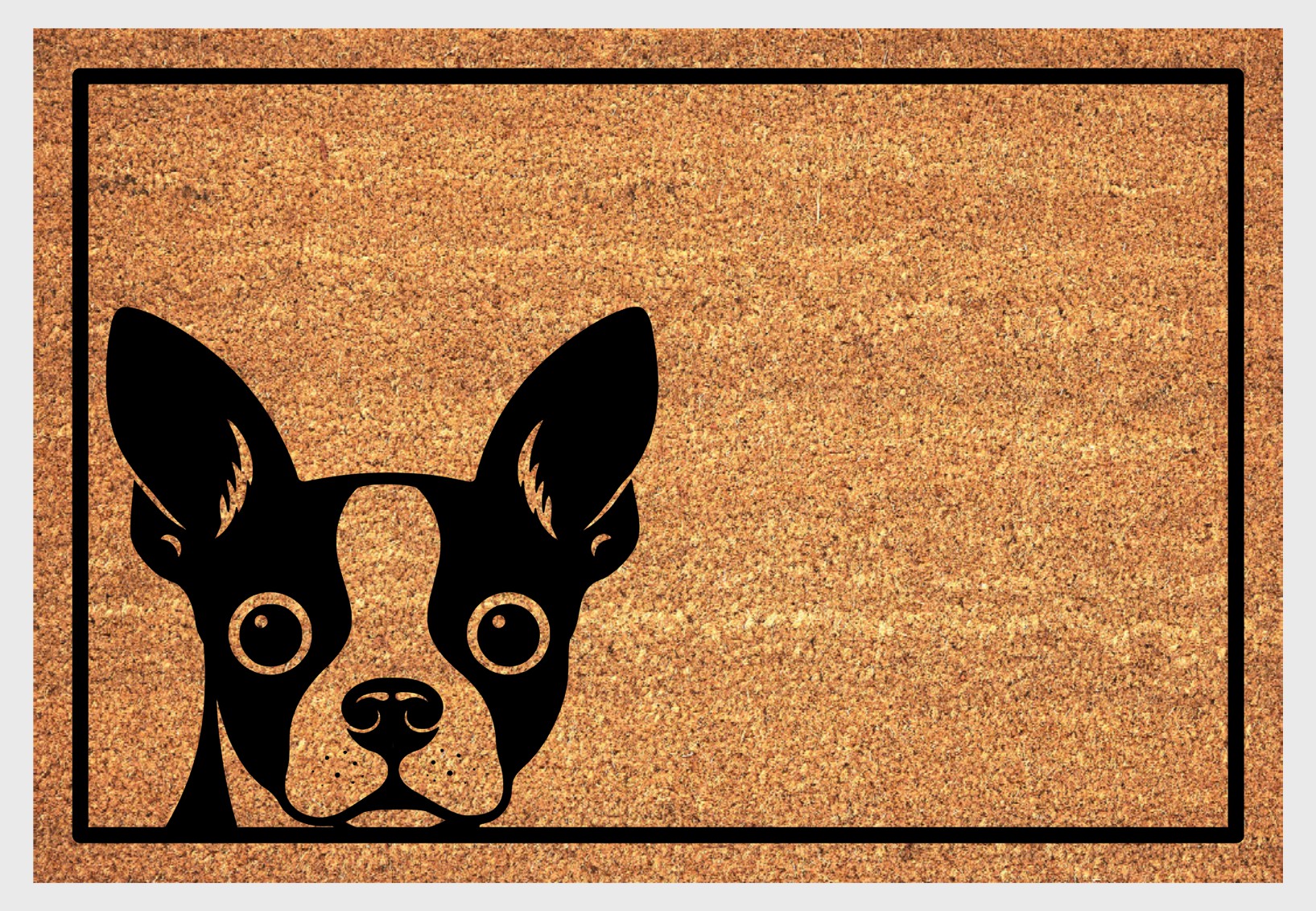 Peeking Boston Terrier coir doormat #1 with peeping dog design natural fiber welcome mat