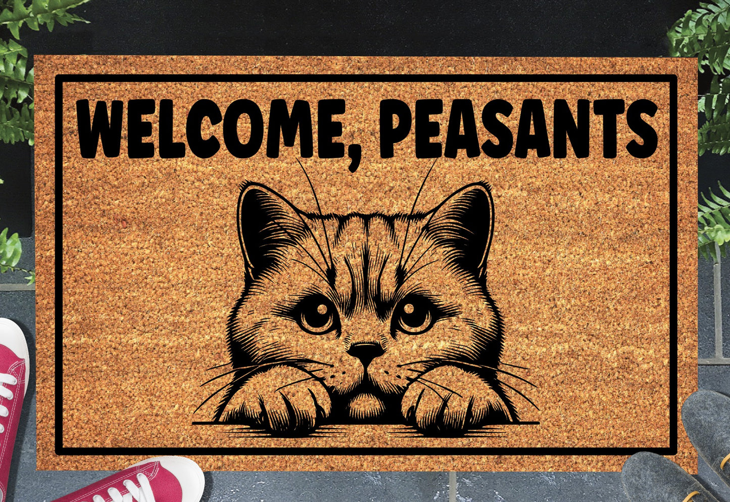 British Shorthair Cat, Welcome Peasants Doormat #1 