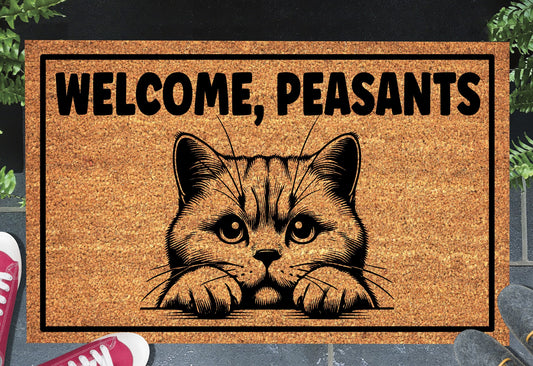 British Shorthair Cat, Welcome Peasants Doormat #1 