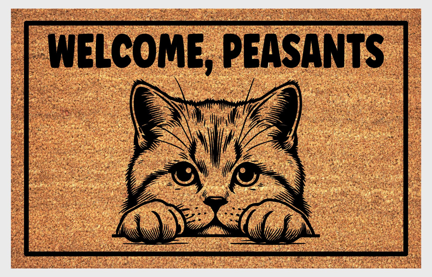 British Shorthair Cat Welcome, Peasants Doormat #2 closeup