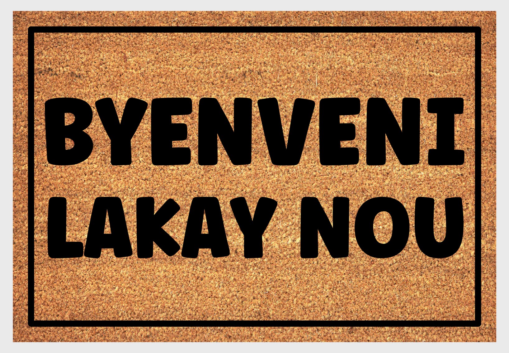 Byenveni Lakay Nou natural coir doormat close-up