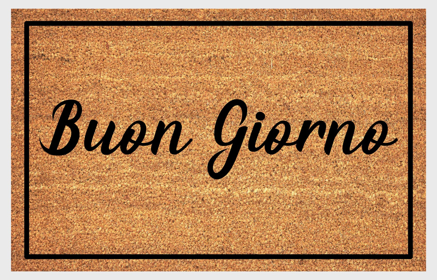 Buon Giorno Italian welcome mat flat lay – durable coir fiber with non-slip backing