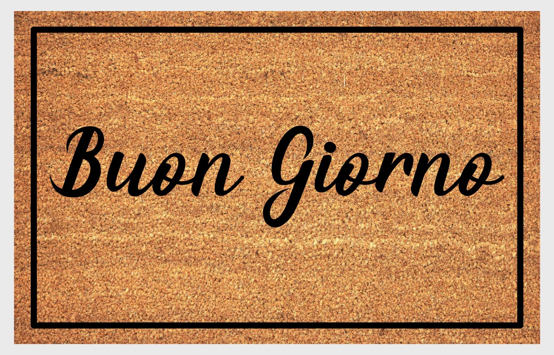 Buon Giorno Italian welcome mat flat lay – durable coir fiber with non-slip backing