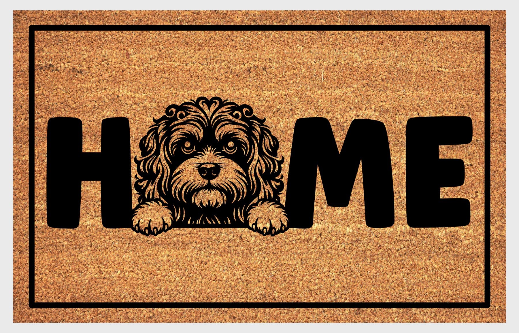Cavapoo doormat #2 close-up texture detail