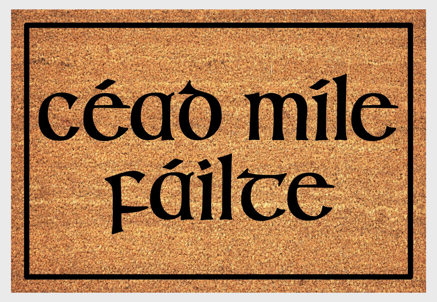 Cead Mile Failte Irish doormat coir material close-up showing natural coconut fiber texture