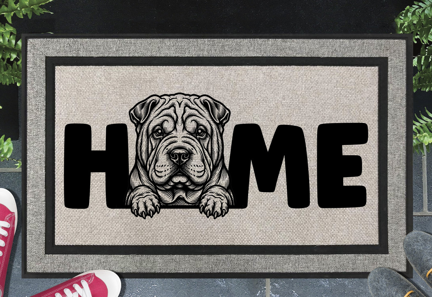 Chinese Shar-Pei doormat #1 – heavy-duty woven polyester with UV-resistant design
