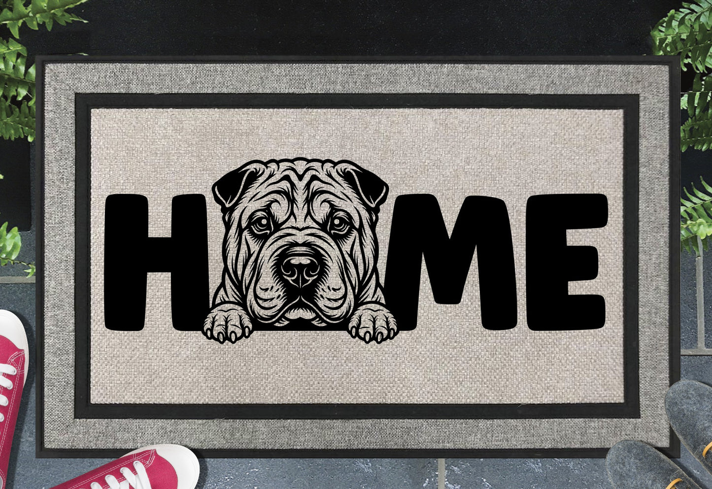 Chinese Shar-Pei doormat #2 – heavy-duty woven polyester with UV-resistant design