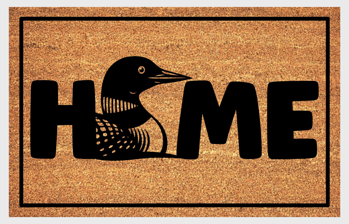 Common Loon Doormat #1 — natural coir welcome mat with loon design