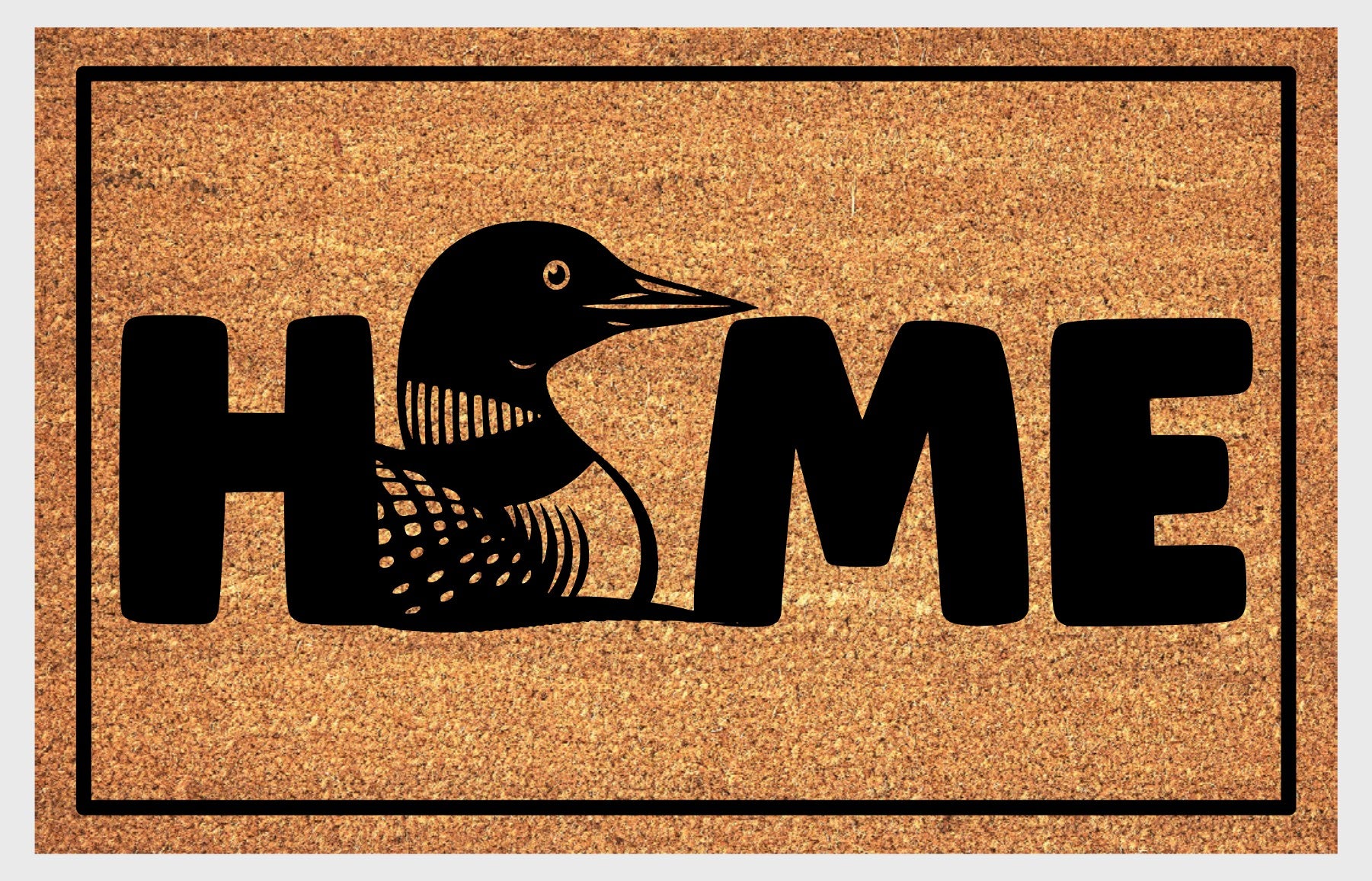 Common Loon Doormat #1 — natural coir welcome mat with loon design