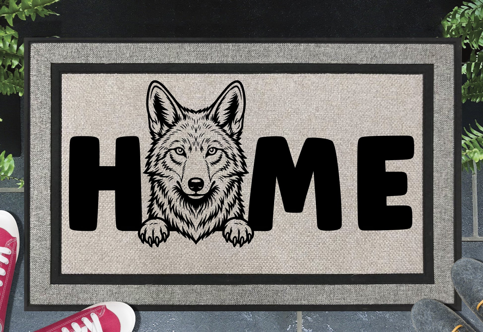 Coyote doormat #3 – woven polyester mat with UV-resistant print, 18x30"
