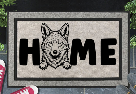 Coyote doormat #3 – woven polyester mat with UV-resistant print, 18x30"
