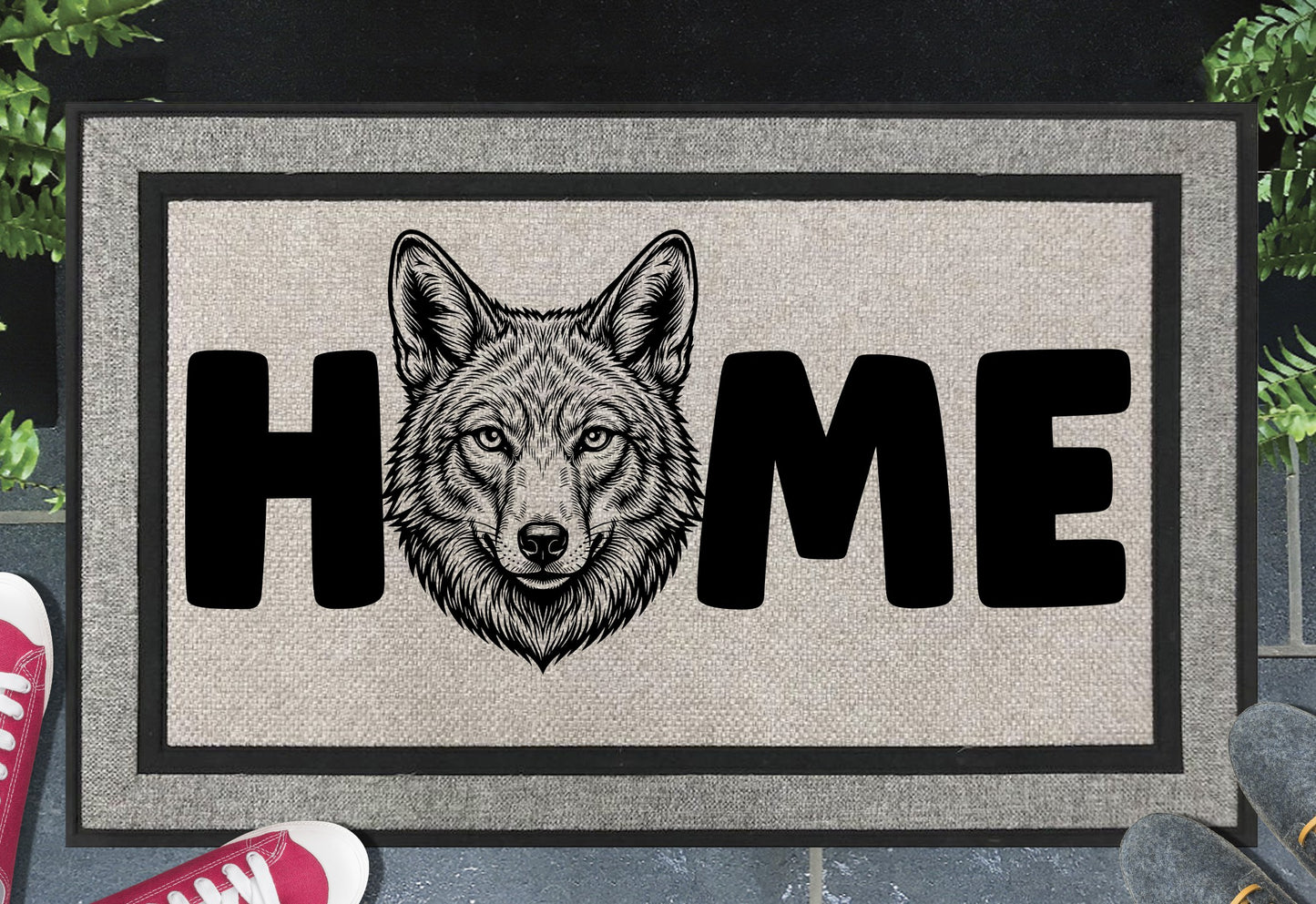 Coyote doormat #5 – woven polyester mat with UV-resistant print, 18x30"