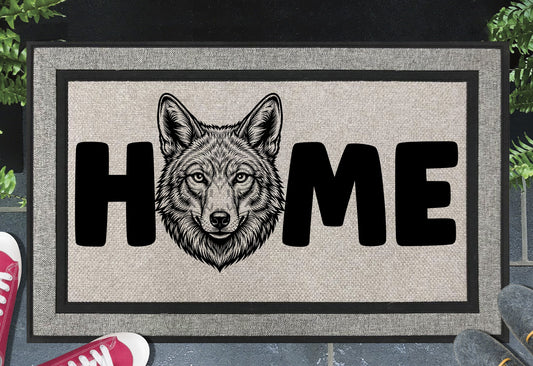 Coyote doormat #5 – woven polyester mat with UV-resistant print, 18x30"