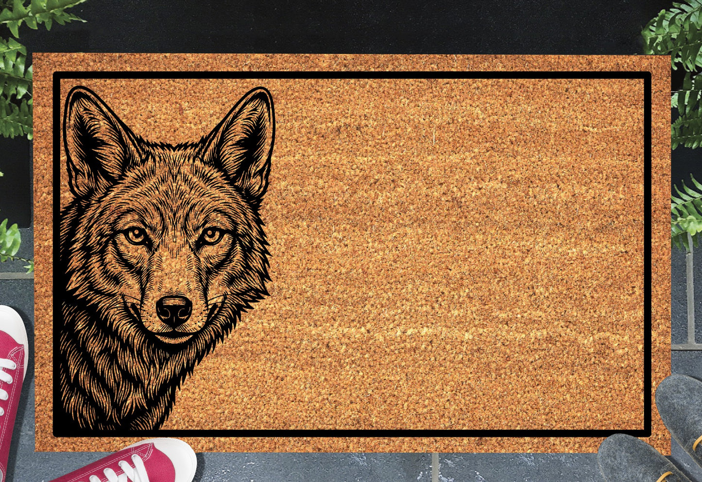 Coyote Peeking Doormat #2 | Peeping Coyote Welcome Mat