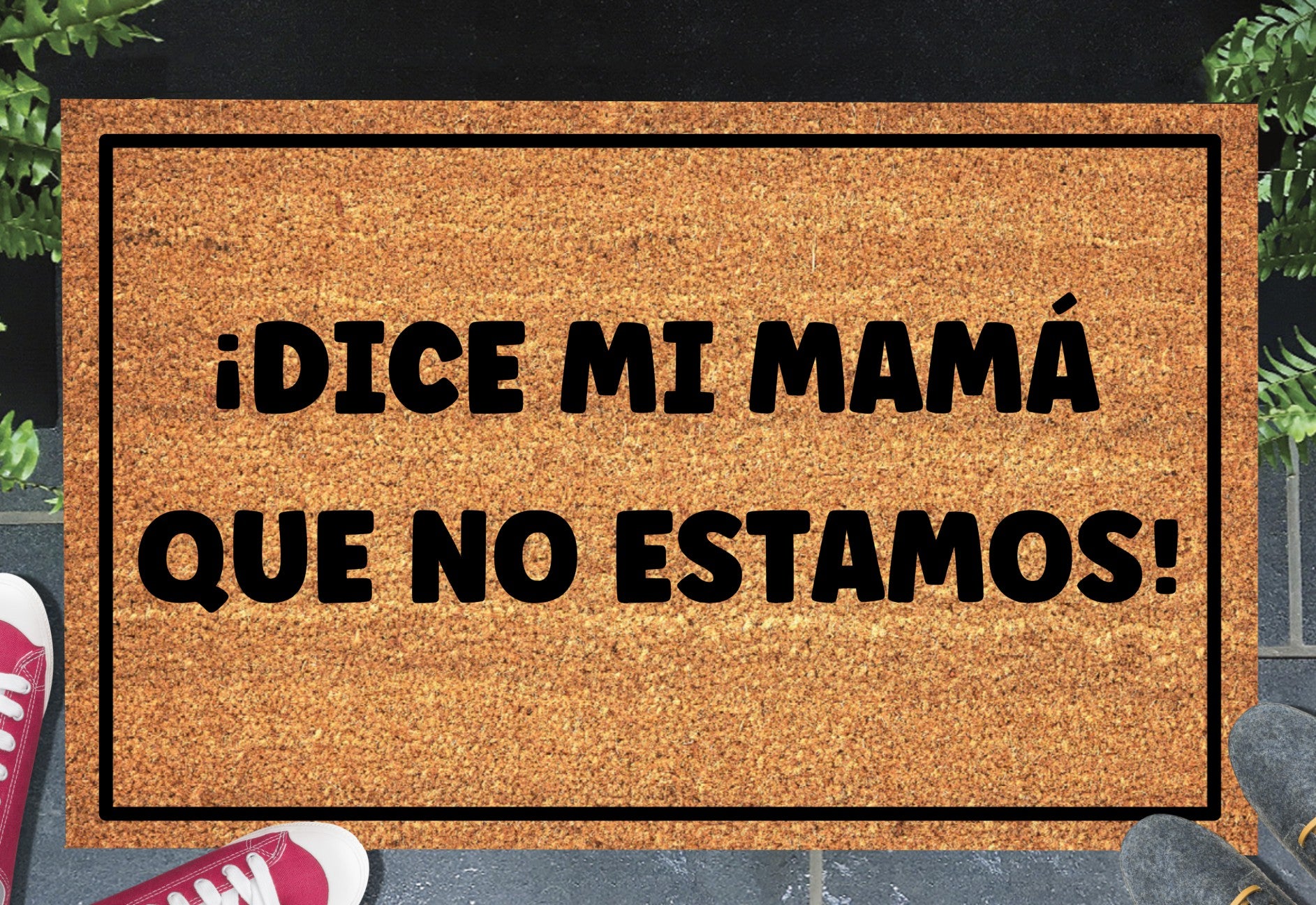 Dice Mi Mama Que No Estamos Spanish doormat in doorway