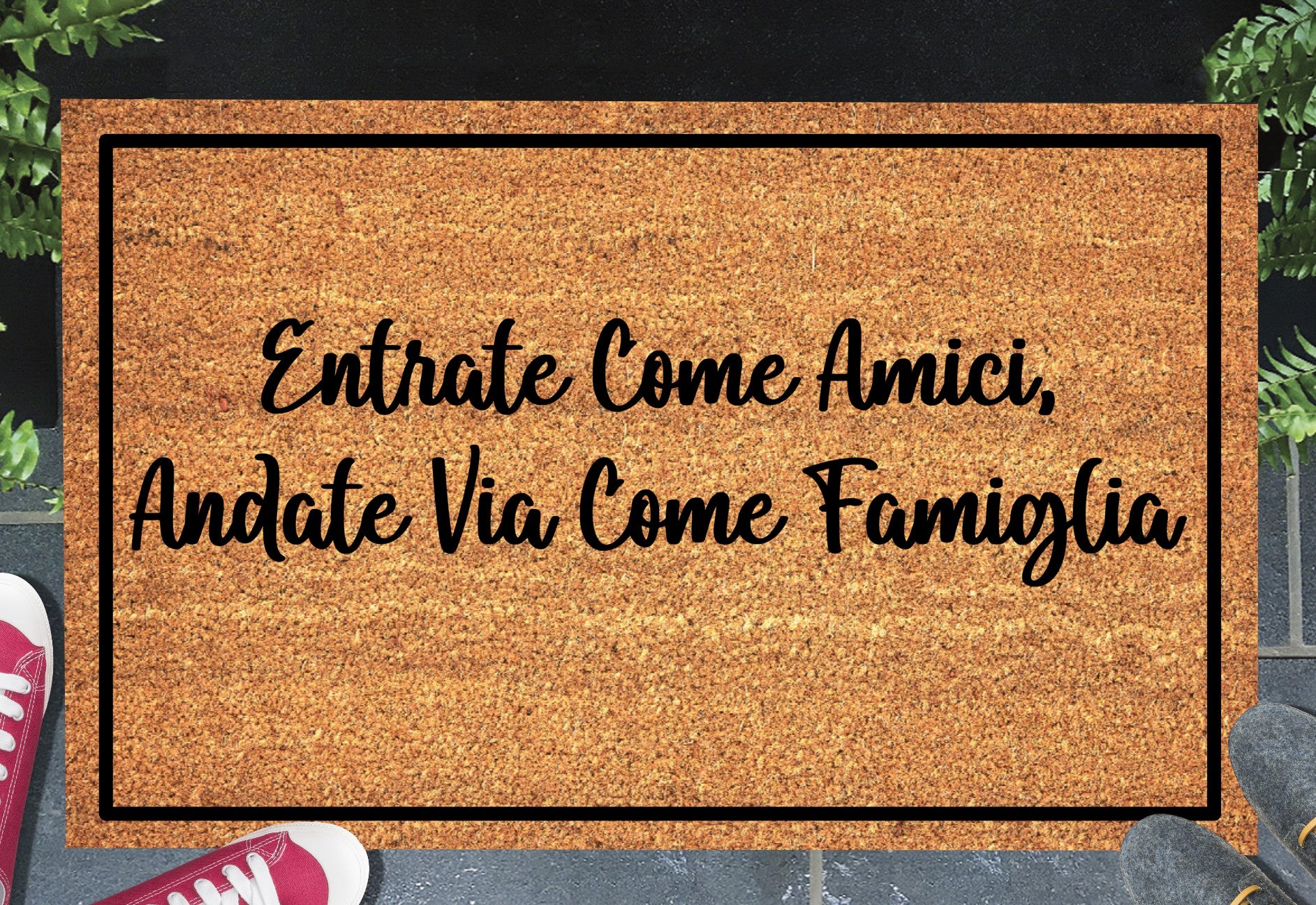 Entrate Come Amici Andate Via Come Famiglia Italian welcome doormat in entryway – natural coir mat