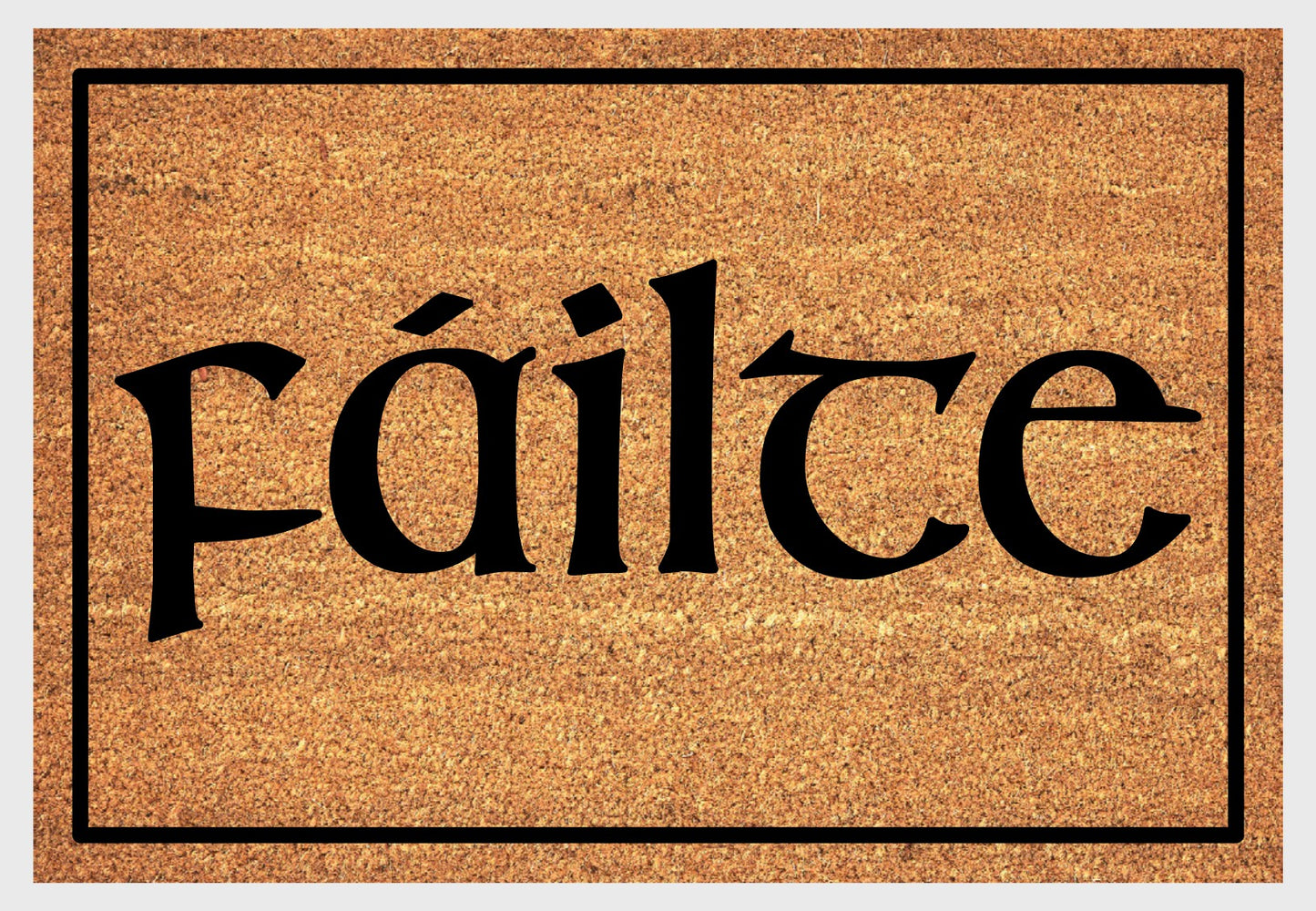 Failte Irish doormat coir material close-up showing natural coconut fiber texture