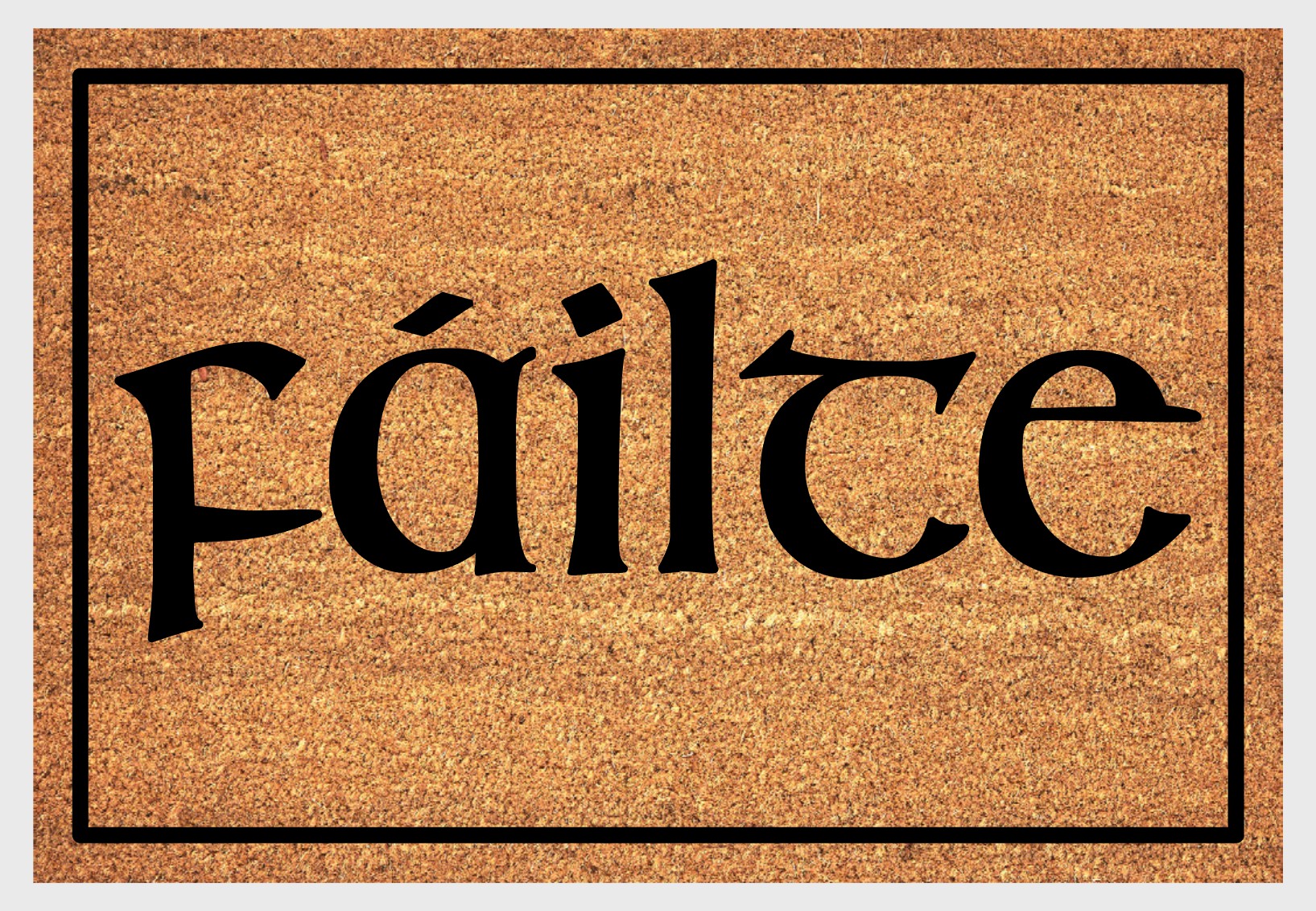 Failte Irish doormat coir material close-up showing natural coconut fiber texture