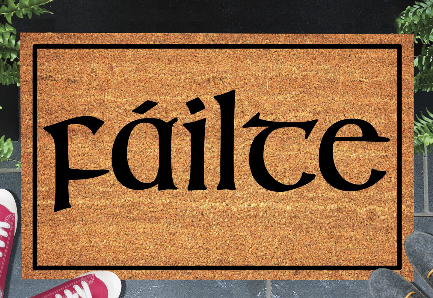 Failte Doormat #1 with Irish welcome text placed at front door entryway