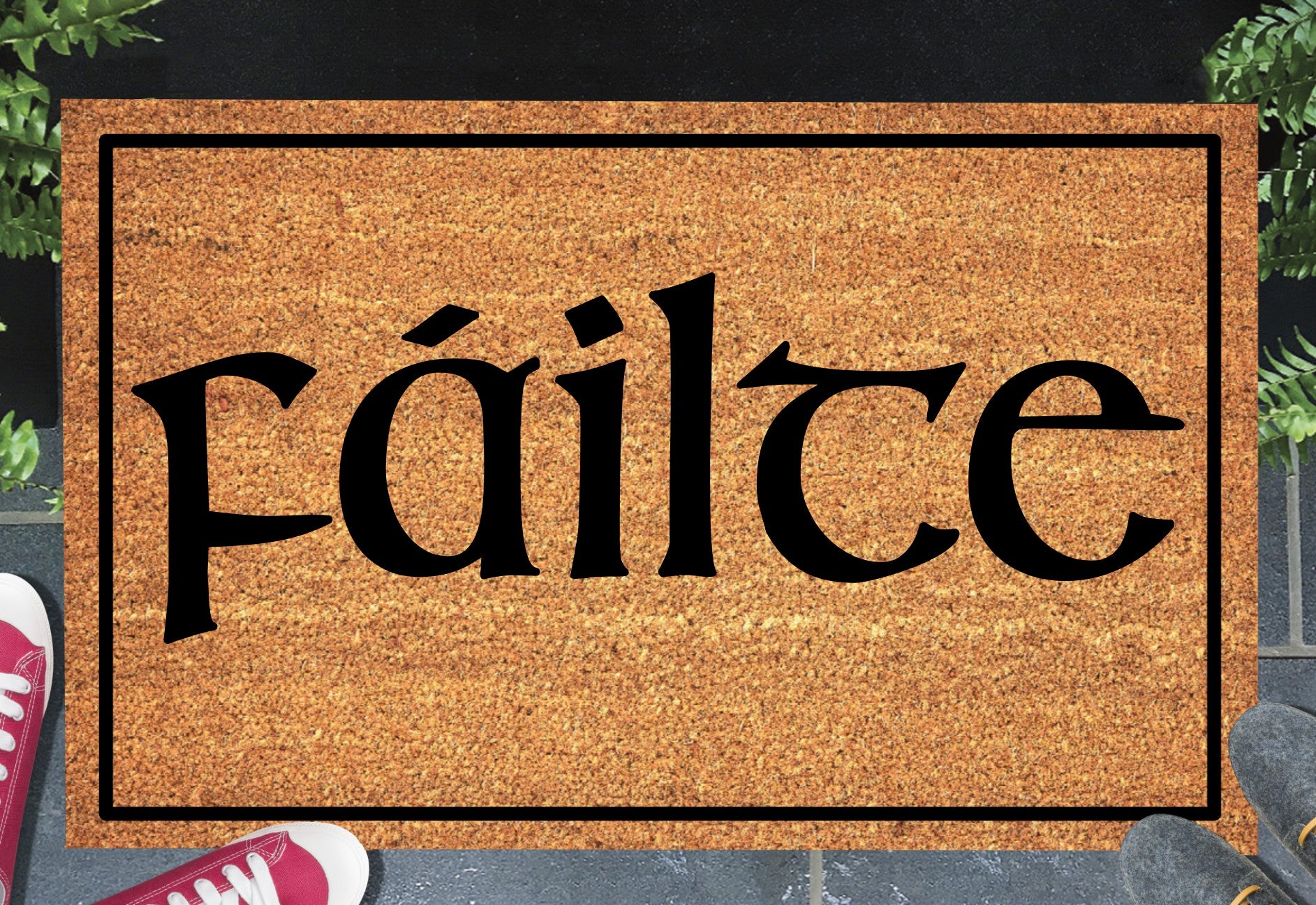 Failte Doormat #1 with Irish welcome text placed at front door entryway