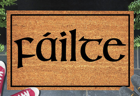 Failte Doormat #1 with Irish welcome text placed at front door entryway