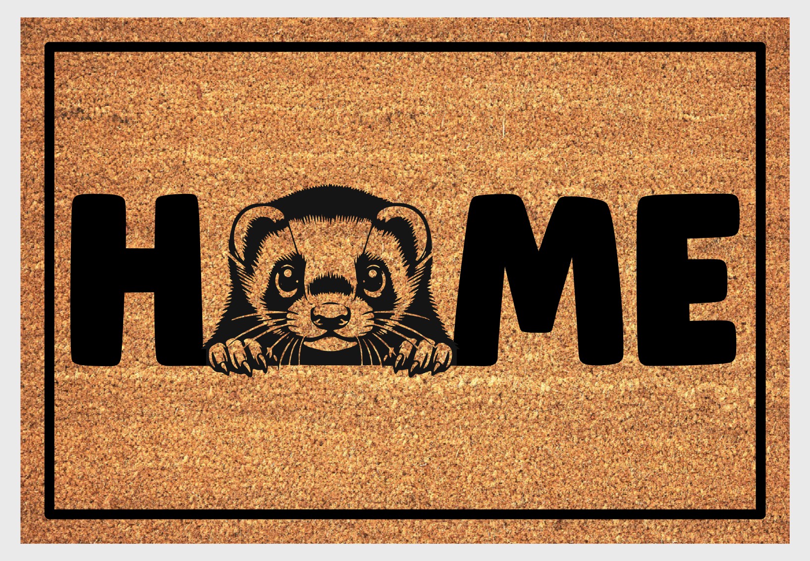 Ferret welcome mat at front door - durable outdoor coir mat for ferret lovers