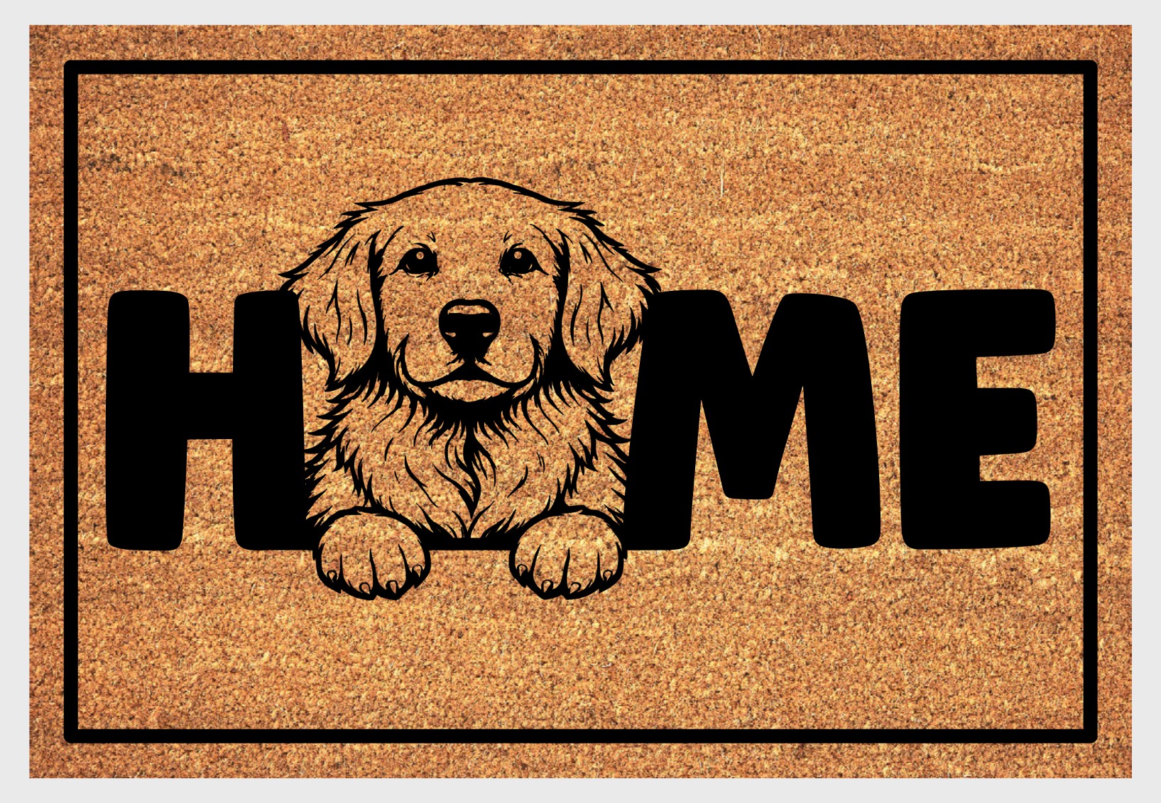 Golden Retriever welcome mat - durable outdoor coir mat for dog lovers