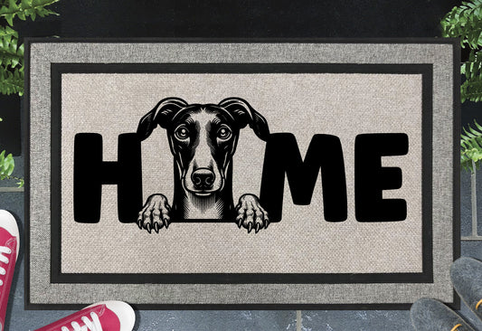 Greyhound doormat #2 – heavy-duty woven polyester with UV-resistant design