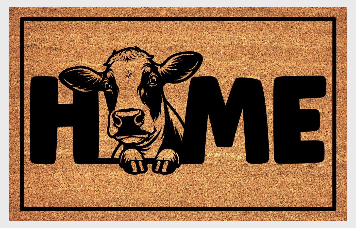 Holstein Cow doormat #1 placed at front door entryway 