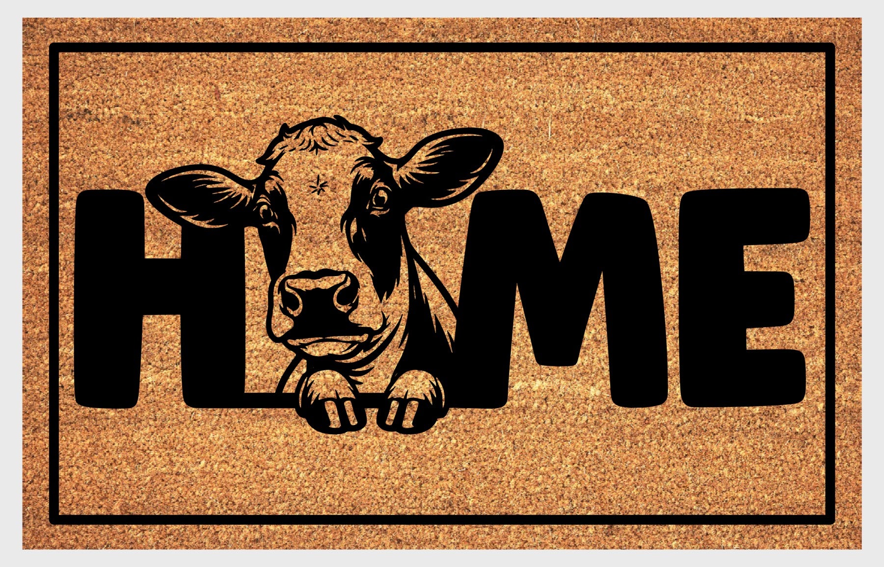Holstein Cow doormat #1 placed at front door entryway 