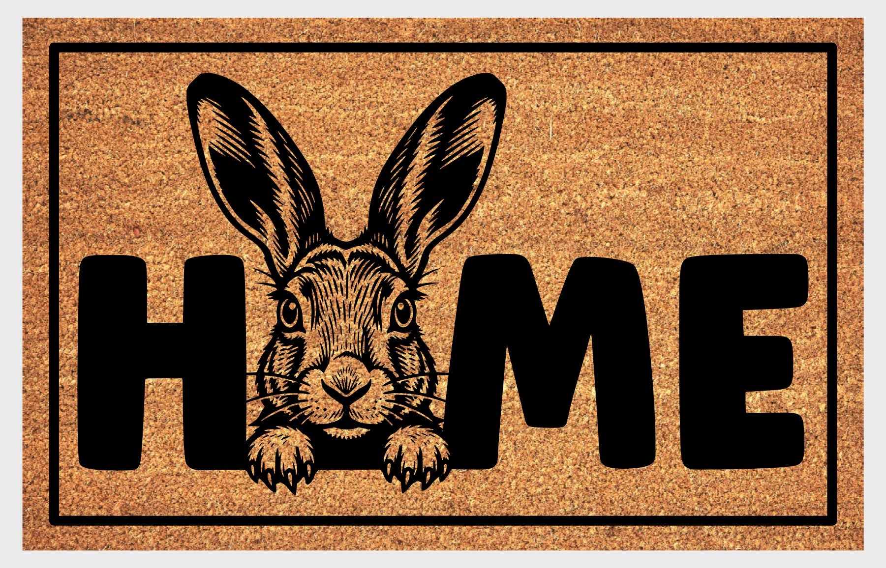 Irish Hare coir doormat #3 — natural coir, non-slip backing