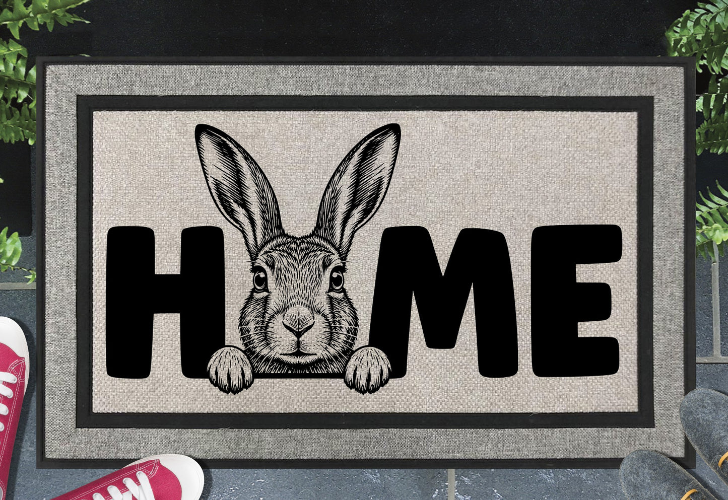 Irish Hare Doormat #4 — All-weather HOME mat with Irish Mountain Hare, heavy-duty woven polyester, 18x30"