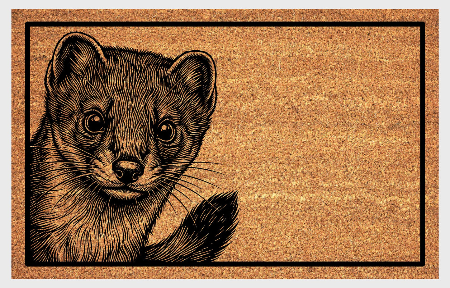 Irish Stoat doormat — peeping stoat design on natural fiber welcome mat