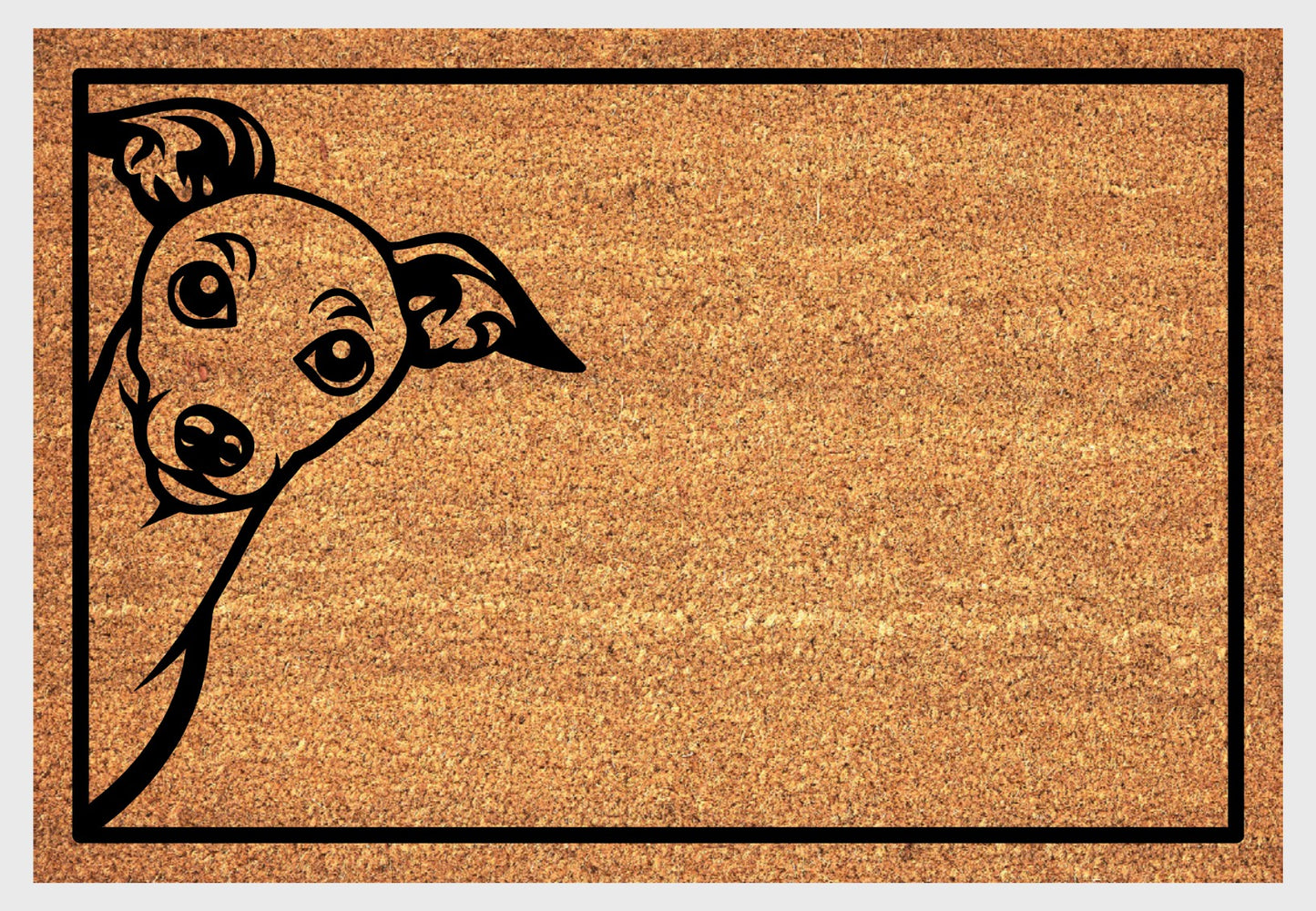 Iggy welcome mat at front door - durable outdoor coir mat for Italian Greyhound lovers