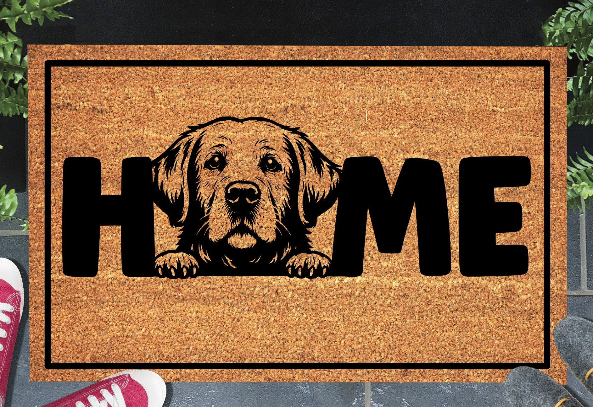 Labrador retriever doormat #3 placed at doorway