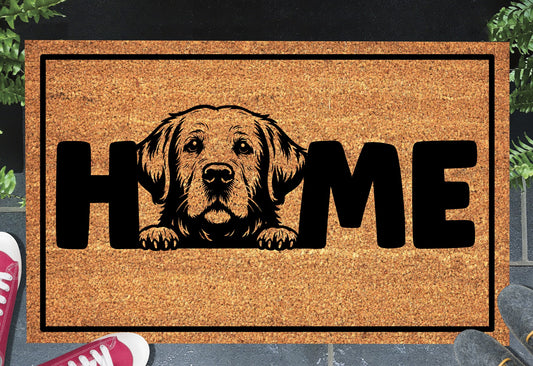 Labrador retriever doormat #3 placed at doorway